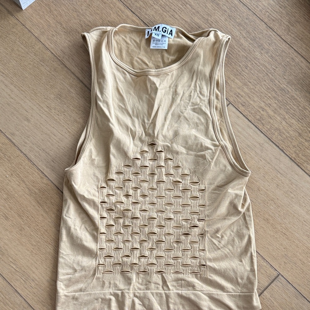 I.AM.GIA Beige Textured Muscle Tee